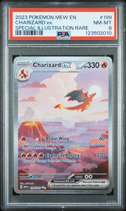 Charizard Ex 2023 Pokemon Mew En-151 #199 Special Illustration Rare PSA 8