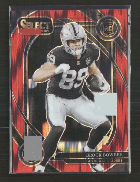 Brock Bowers 2024 Panini Select #222 Red Prizm Shock #/249