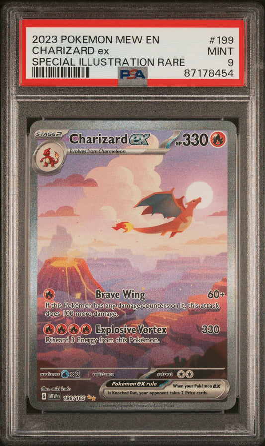 Charizard Ex 2023 Pokemon Mew En-151 #199 Special Illustration Rare PSA 9