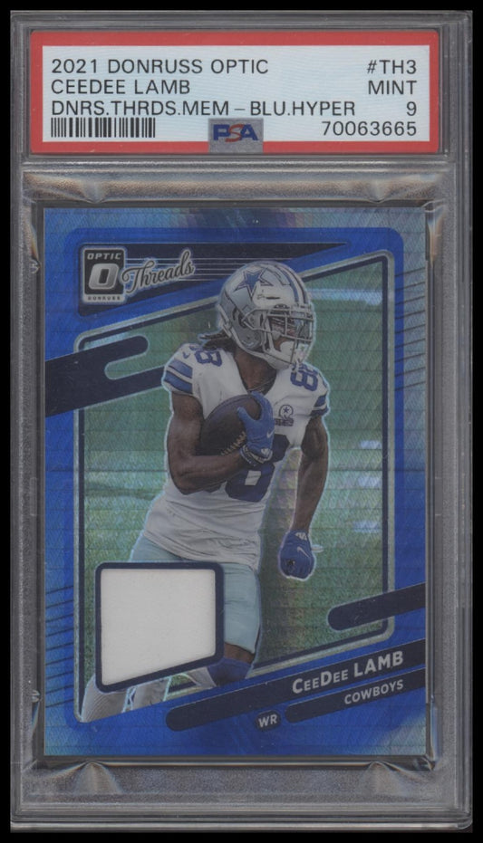 Ceedee Lamb 2021 Panini Donruss Optic Donruss Threads Mem #TH3 Hyper PSA 9