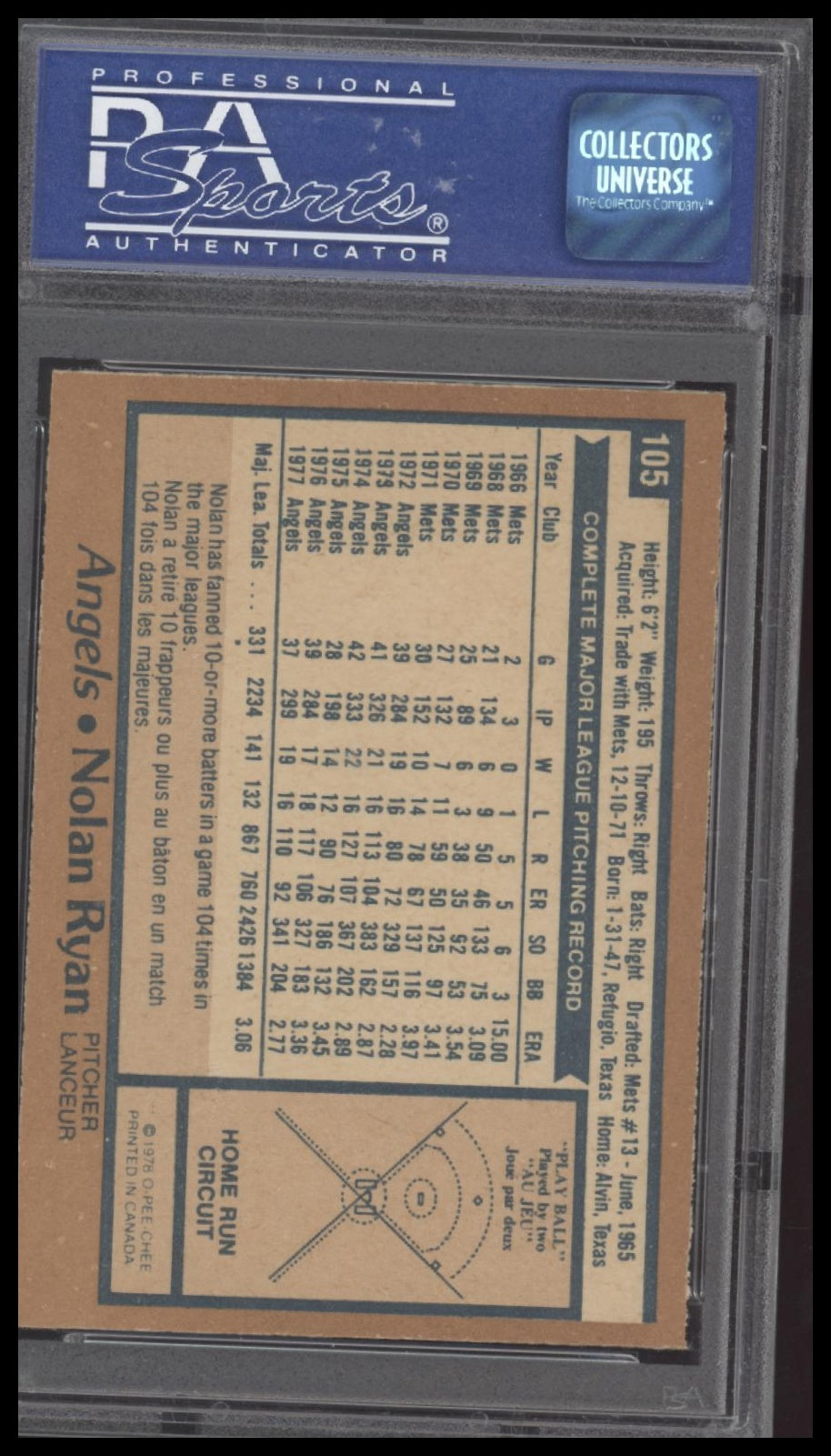 Nolan Ryan 1978 O-Pee-Chee #105 PSA 8