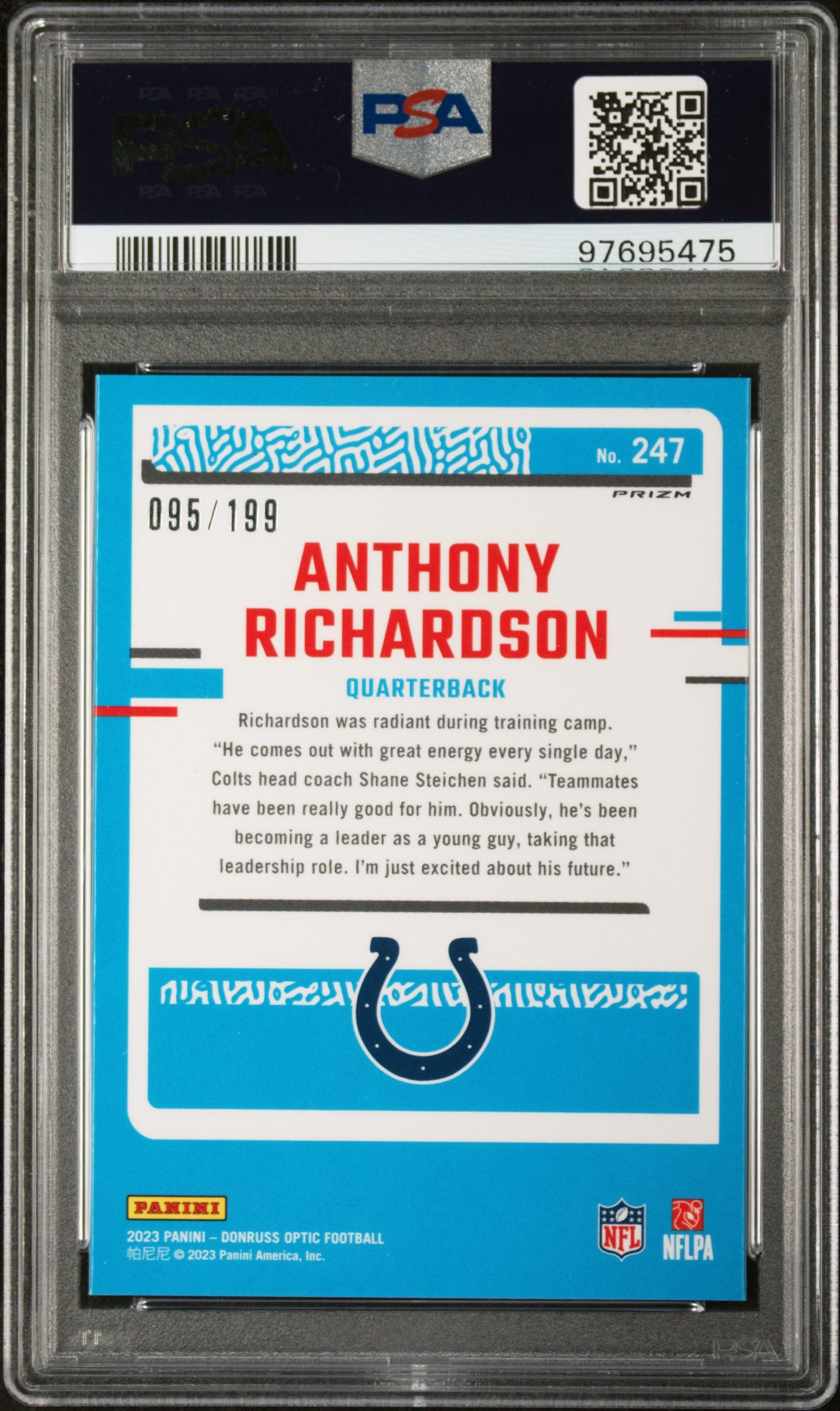 Anthony Richardson 2023 Panini Donruss Optic #247 Blue PSA 10