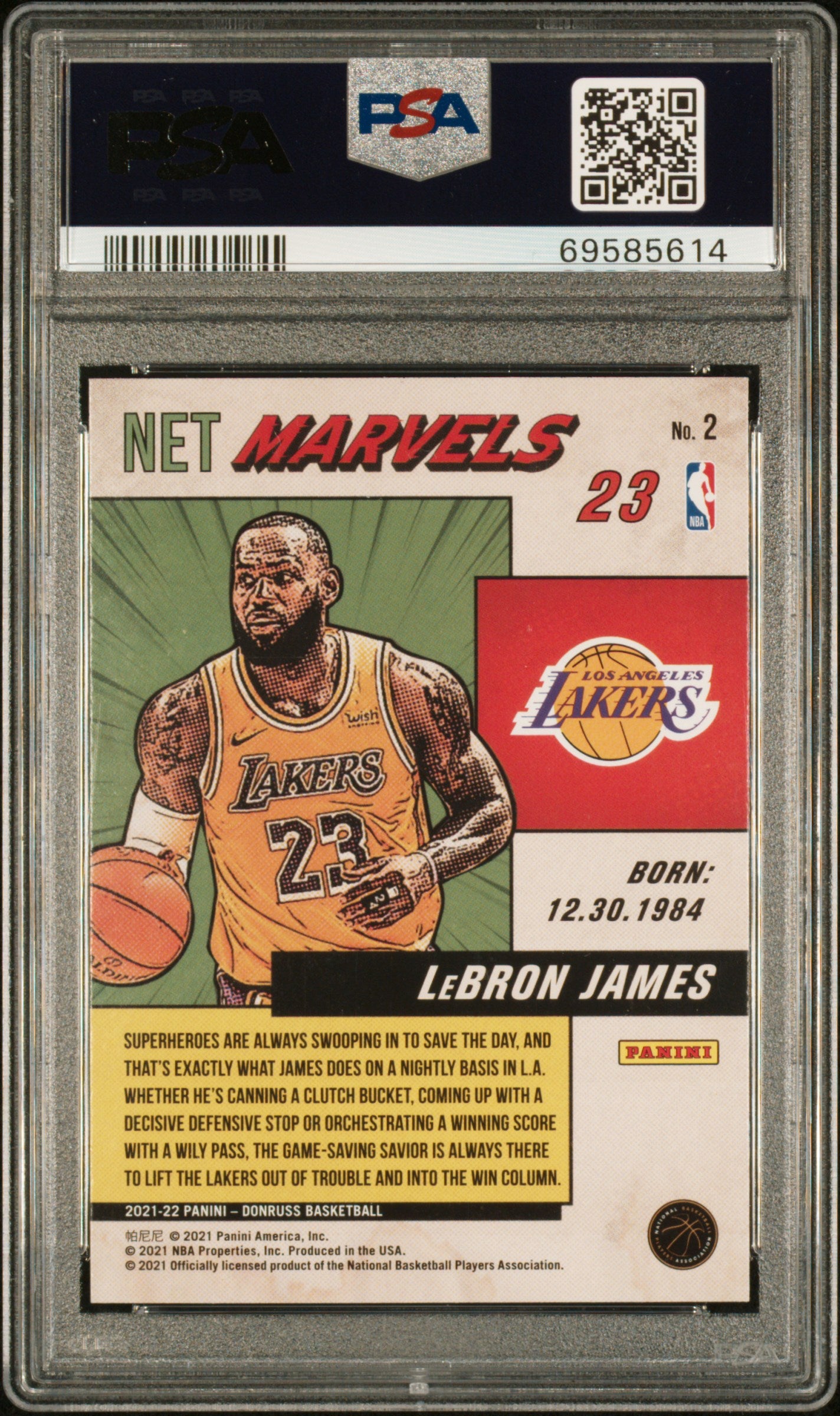 Lebron James 2021 Panini Donruss Net Marvels #2 Net Marvels PSA 10