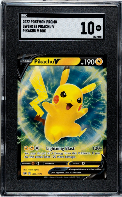 Pikachu V 2022 Pokemon Promo #SWSH198 Pikachu V Box SGC 10