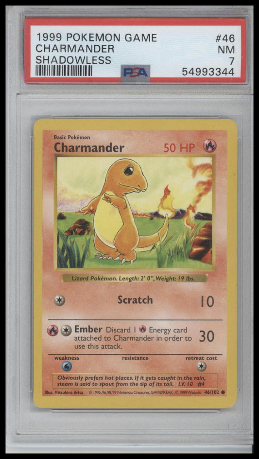 Charmander 1999 Pokemon Game #46 Shadowless PSA 7