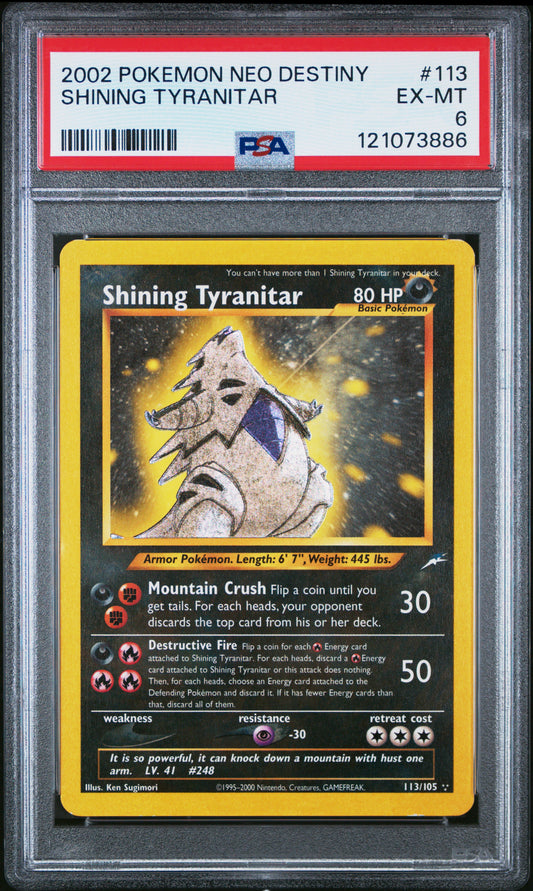 Shining Tyranitar 2002 Pokemon Neo Destiny #113 PSA 6