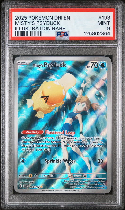 Misty'S Psyduck 2025 Pokemon Dri En-Destined Rivals #193 Illustration Rare PSA 9