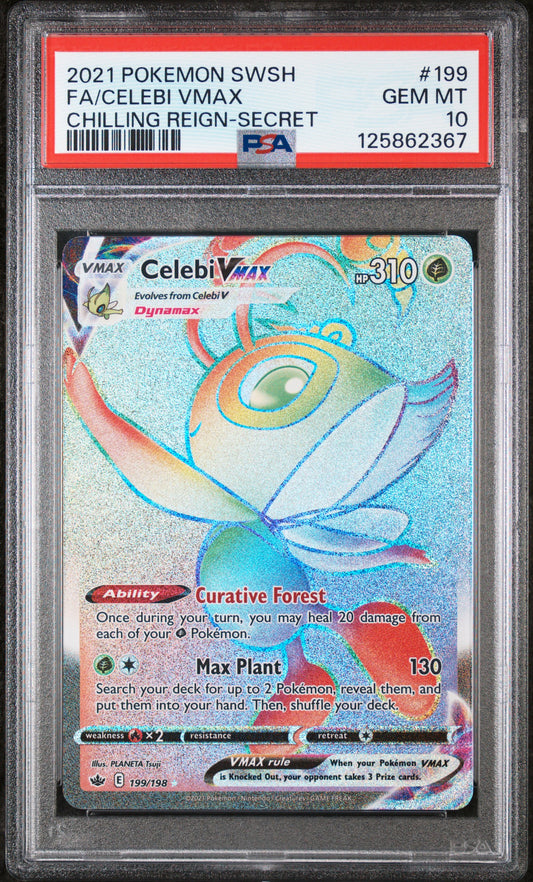 Fa/Celebi Vmax 2021 Sword & Shield #199 Chilling Reign-Secret PSA 10