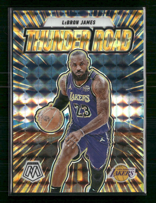 LeBron James 2024-25 Panini Mosaic #3 Thunder Road Mosaic Reactive Blue #/99