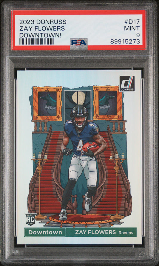 Zay Flowers 2023 Panini Donruss Downtown! #D17 PSA 9