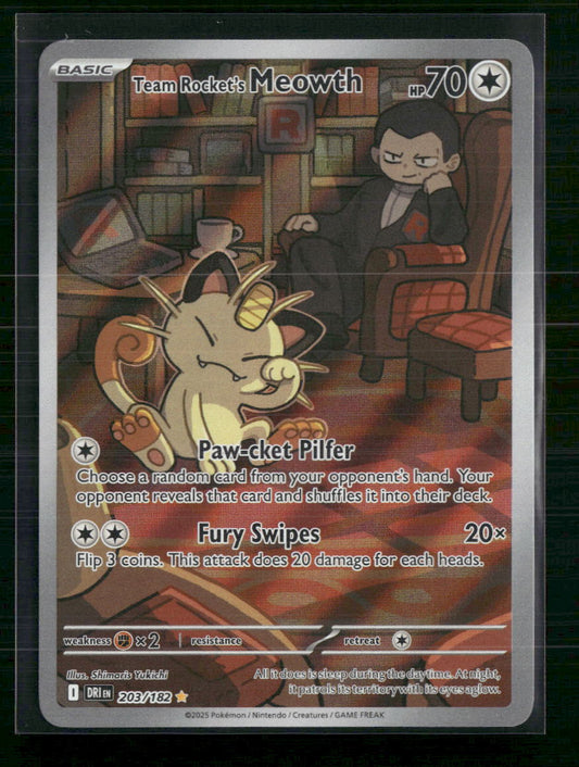 Team Rocket's Meowth SV10: Destined Rivals #203/182