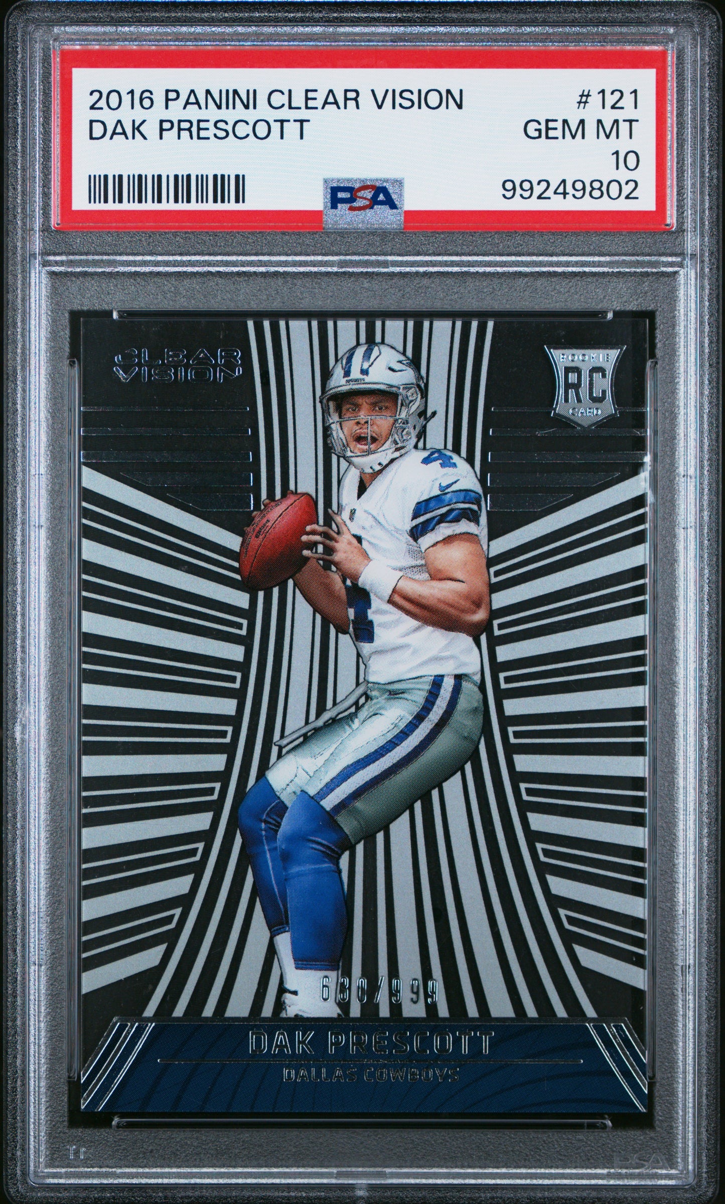 Dak Prescott 2016 Panini Clear Vision #121 PSA 10