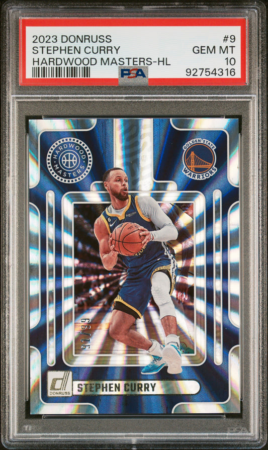 Stephen Curry 2023 Panini Donruss Hardwood Masters #9 Hardwood Masters-Hl PSA 10