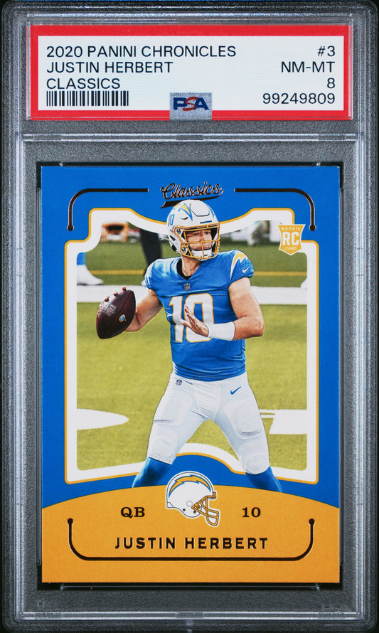 Justin Herbert 2020 Panini Chronicles Classics #3 Classics PSA 8