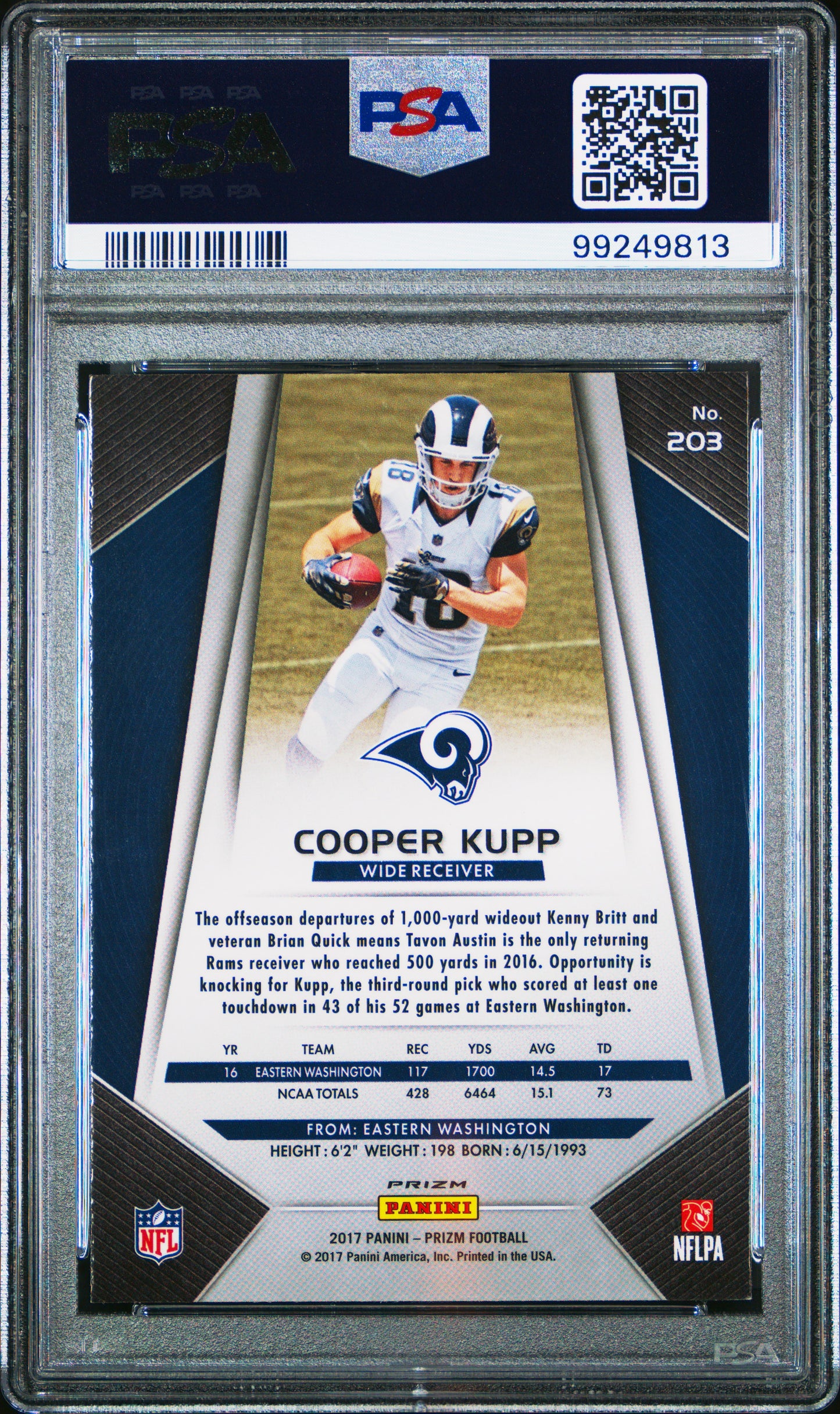Cooper Kupp 2017 Panini Prizm #203 Prizm PSA 9