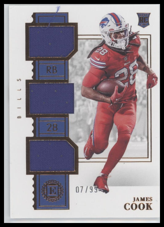 James Cook 2022 Panini Encased #RTM-16 Rookie Triple Memorabilia #/99