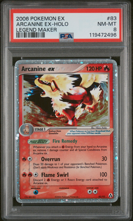 Arcanine Ex-Holo 2006 Pokemon Ex Legend Maker #83 Legend Maker PSA 8