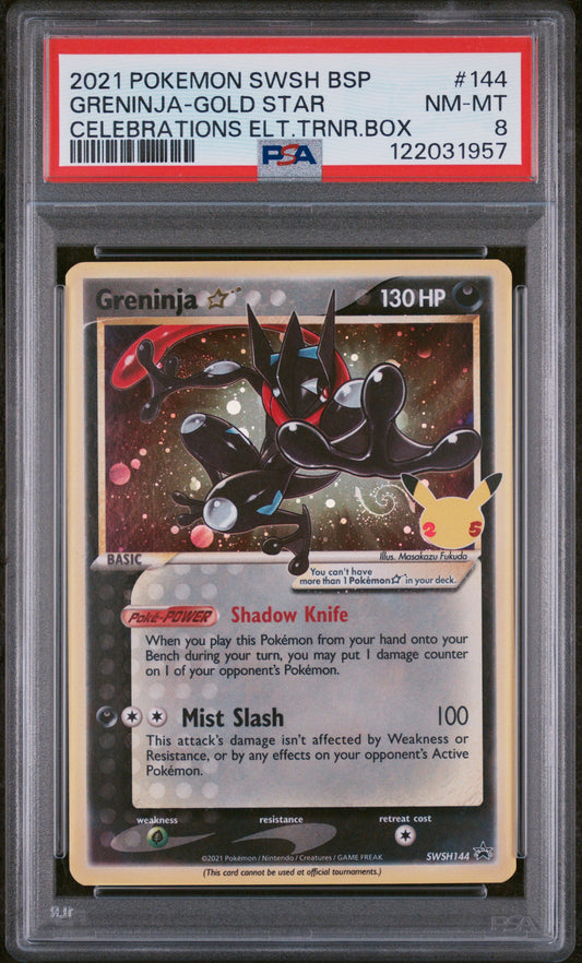 Greninja Gold Star 2021 Pokemon Swsh Black Star Promo #144 Celebrations PSA 8