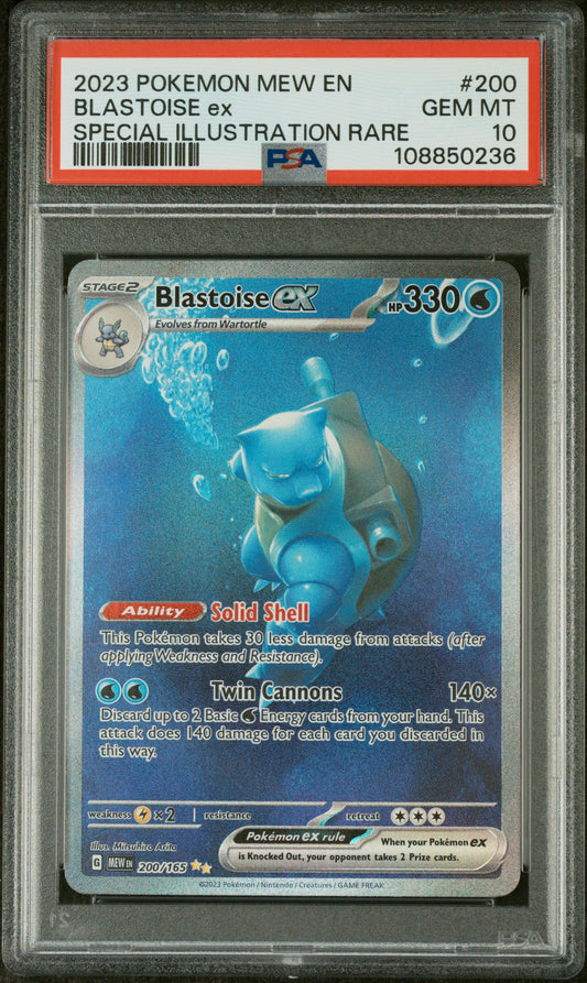Blastoise Ex 2023 Pokemon Mew En-151 #200 Special Illustration Rare PSA 10
