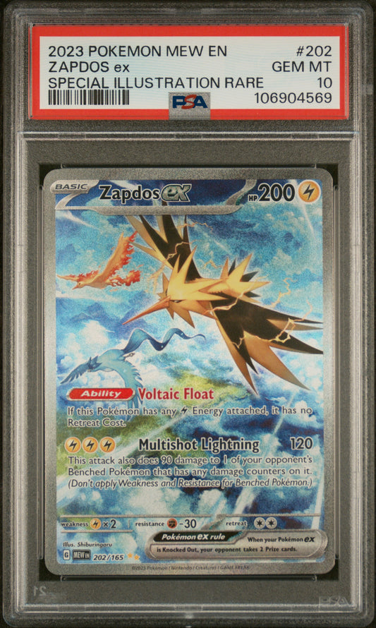 Zapdos Ex 2023 Pokemon Mew En-151 #202 Special Illustration Rare PSA 10