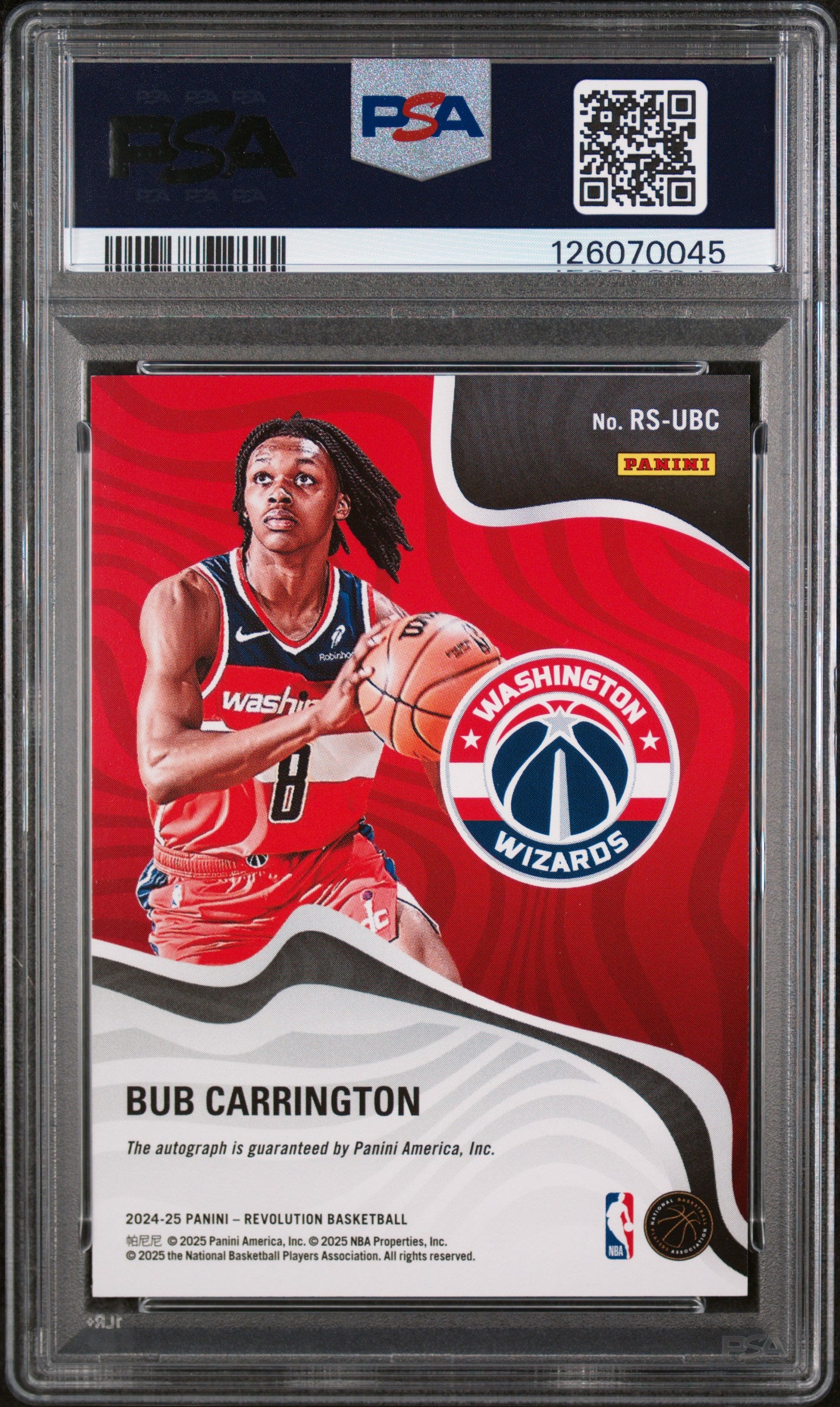 Bub Carrington 2024 Panini Revolution Revolution Signatures #RSUBC PSA 9