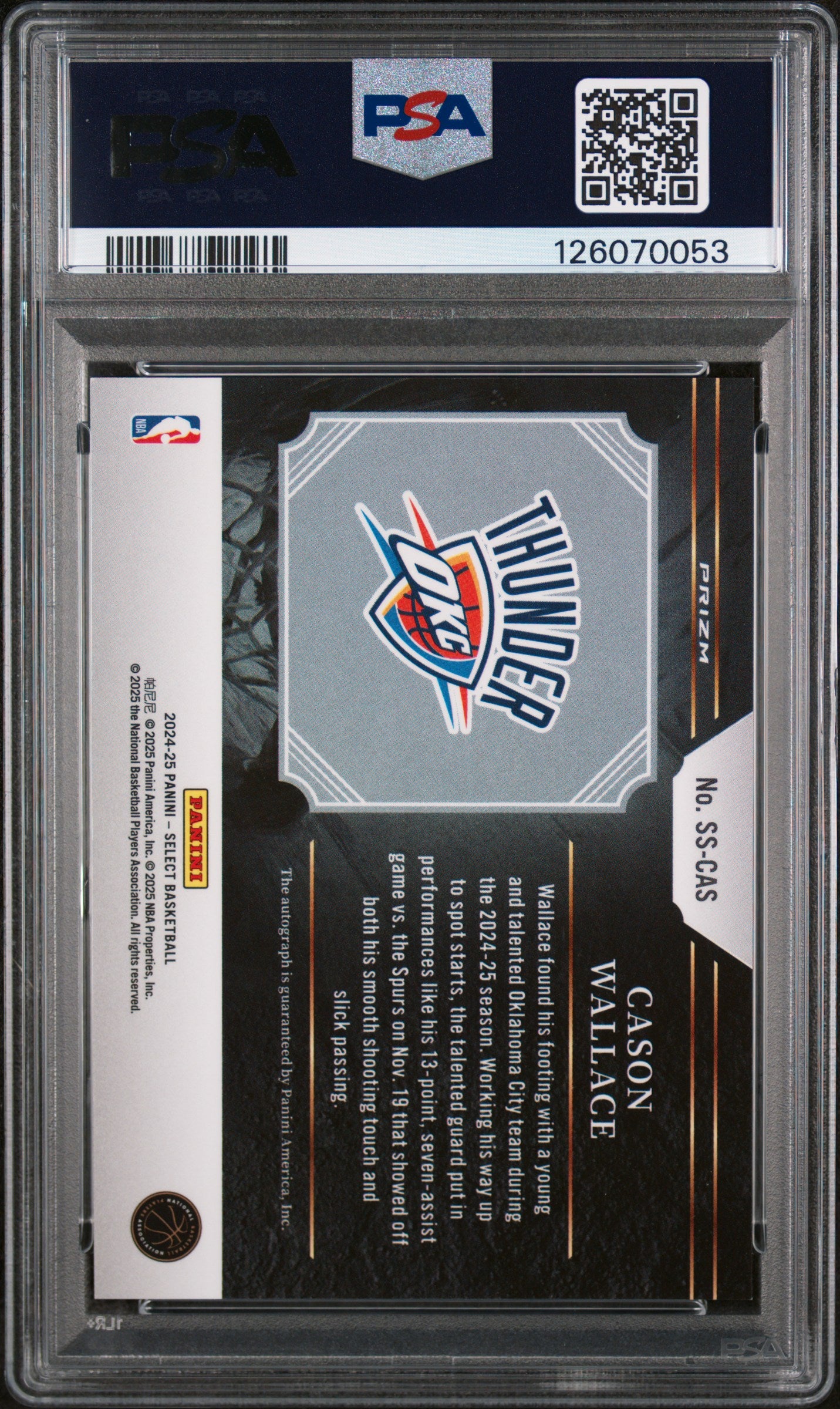 Cason Wallace 2024 Panini Select Signature Selections #SSCAS PSA 9