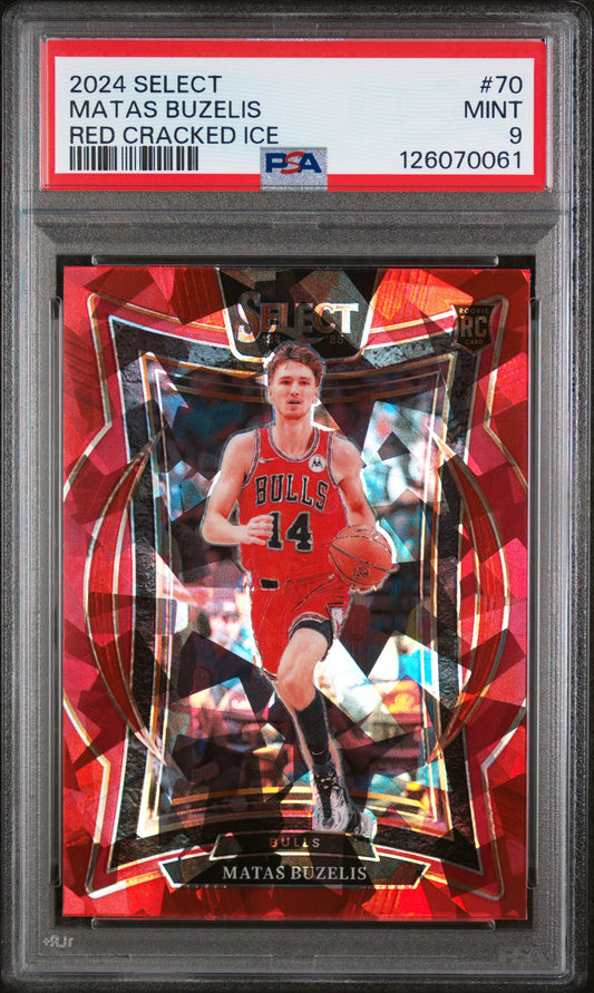Matas Buzelis 2024 Panini Select #70 Red Cracked Ice PSA 9