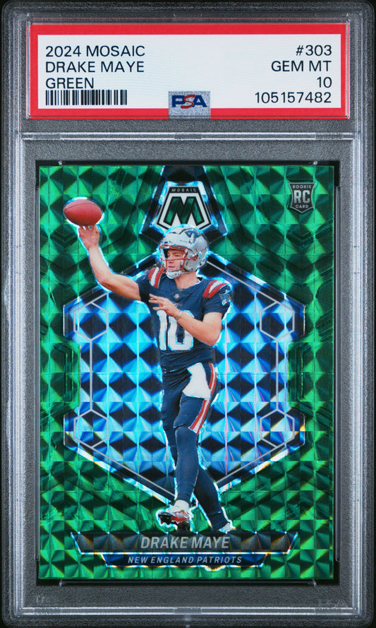 Drake Maye 2024 Panini Mosaic #303 Green PSA 10
