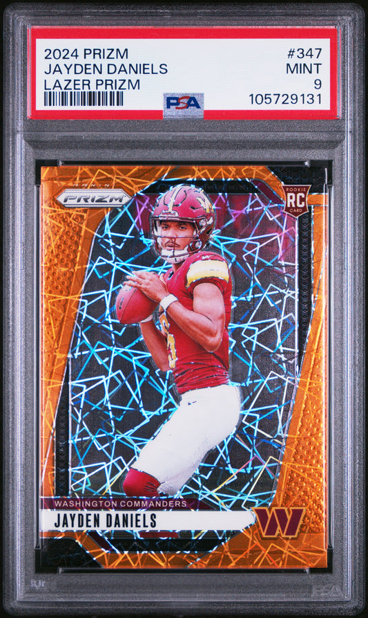 Jayden Daniels 2024 Panini Prizm #347 Lazer Prizm PSA 9