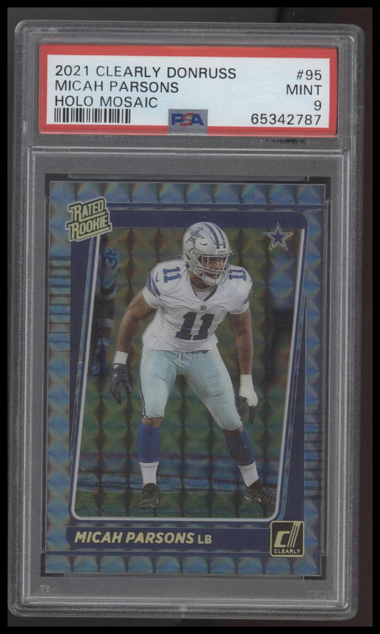 Micah Parsons 2021 Panini Clearly Donruss #95 Holo Mosaic PSA 9