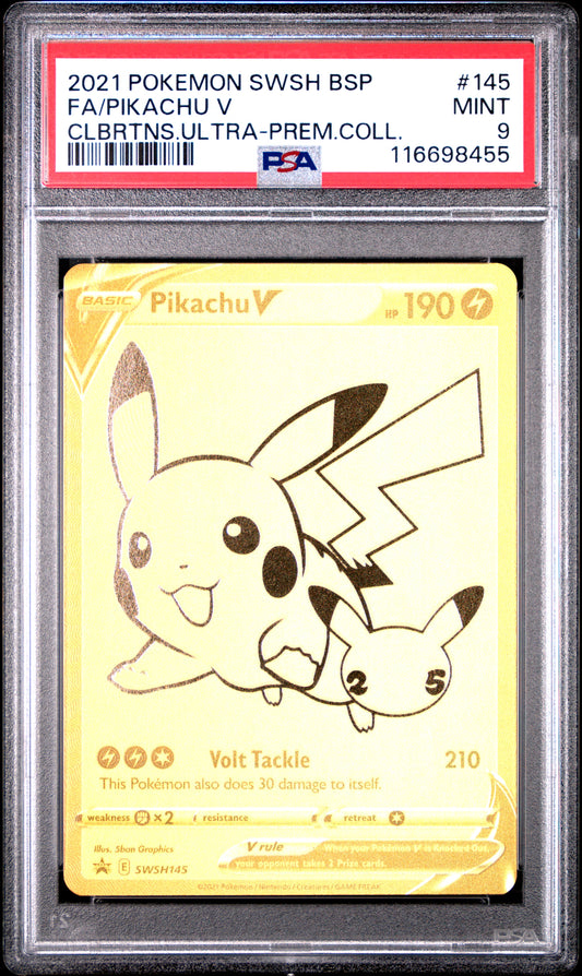 Fa/Pikachu V 2021 Swsh Black Star Promo #145 Clbrtns.Ultra-Prem.Coll. PSA 9
