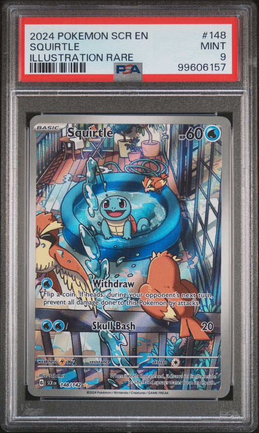 Squirtle 2024 Pokemon Scr En-Stellar Crown #148 Illustration Rare PSA 9