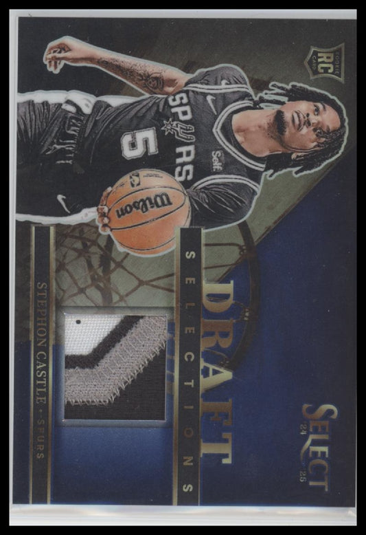 Stephon Castle 2024-25 Panini Select #DSM-CAS Draft Memorabilia Blue Prizms #/75