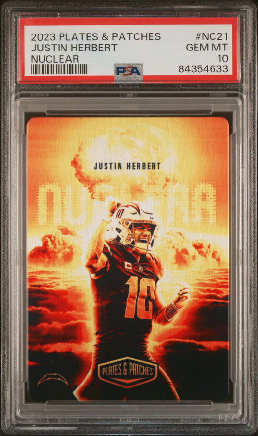 Justin Herbert 2023 Panini Plates & Patches Nuclear #NC21 PSA 10