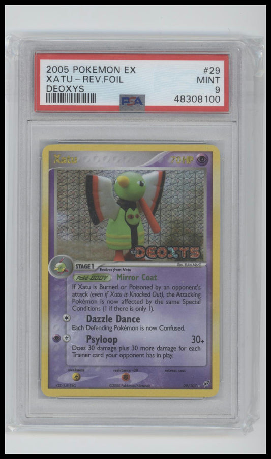 Xatu-Rev.Foil 2005 Pokemon Ex Deoxys #29 Deoxys PSA 9