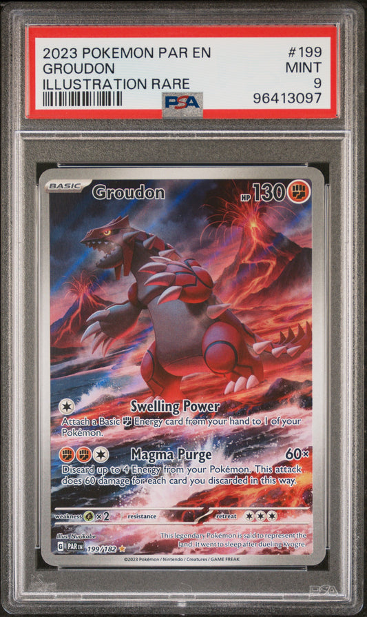 Groudon 2023 Pokemon Par En-Paradox Rift #199 Illustration Rare PSA 9