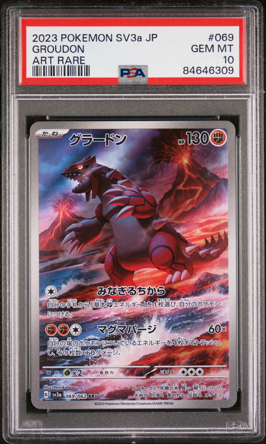 Groudon 2023 Pokemon Japanese Sv3a-Raging Surf #069 Art Rare PSA 10