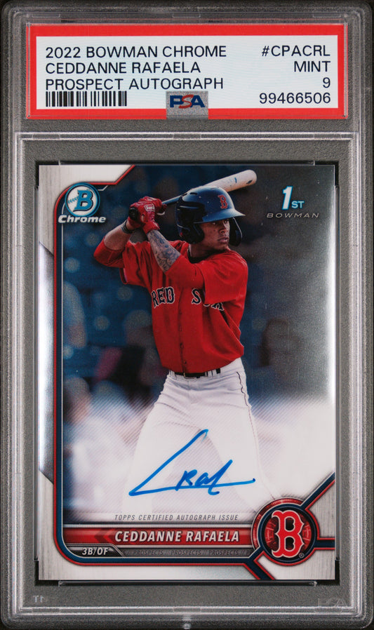 Ceddanne Rafaela 2022 Bowman Chrome Prospect Autographs #CPACRL PSA 9