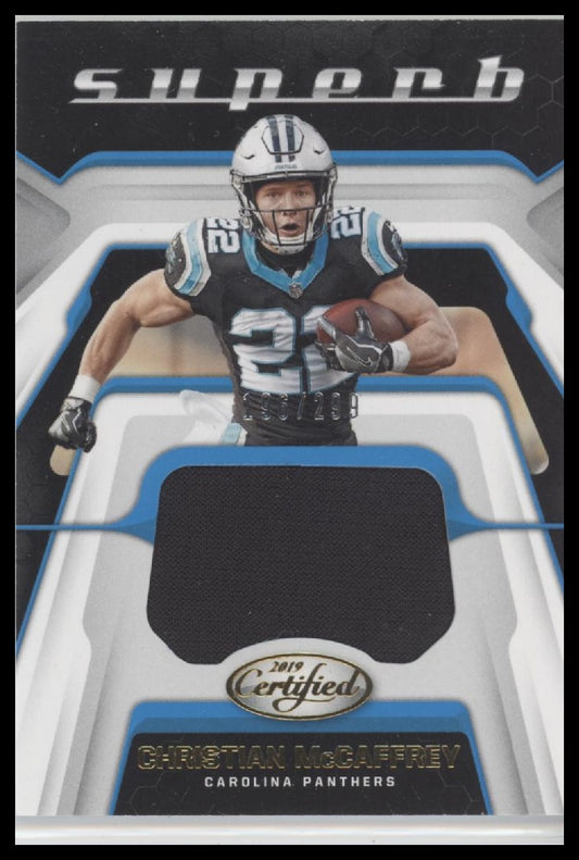 Christian McCaffrey 2019 Panini Certified #SU-CM Superb Swatches #/299