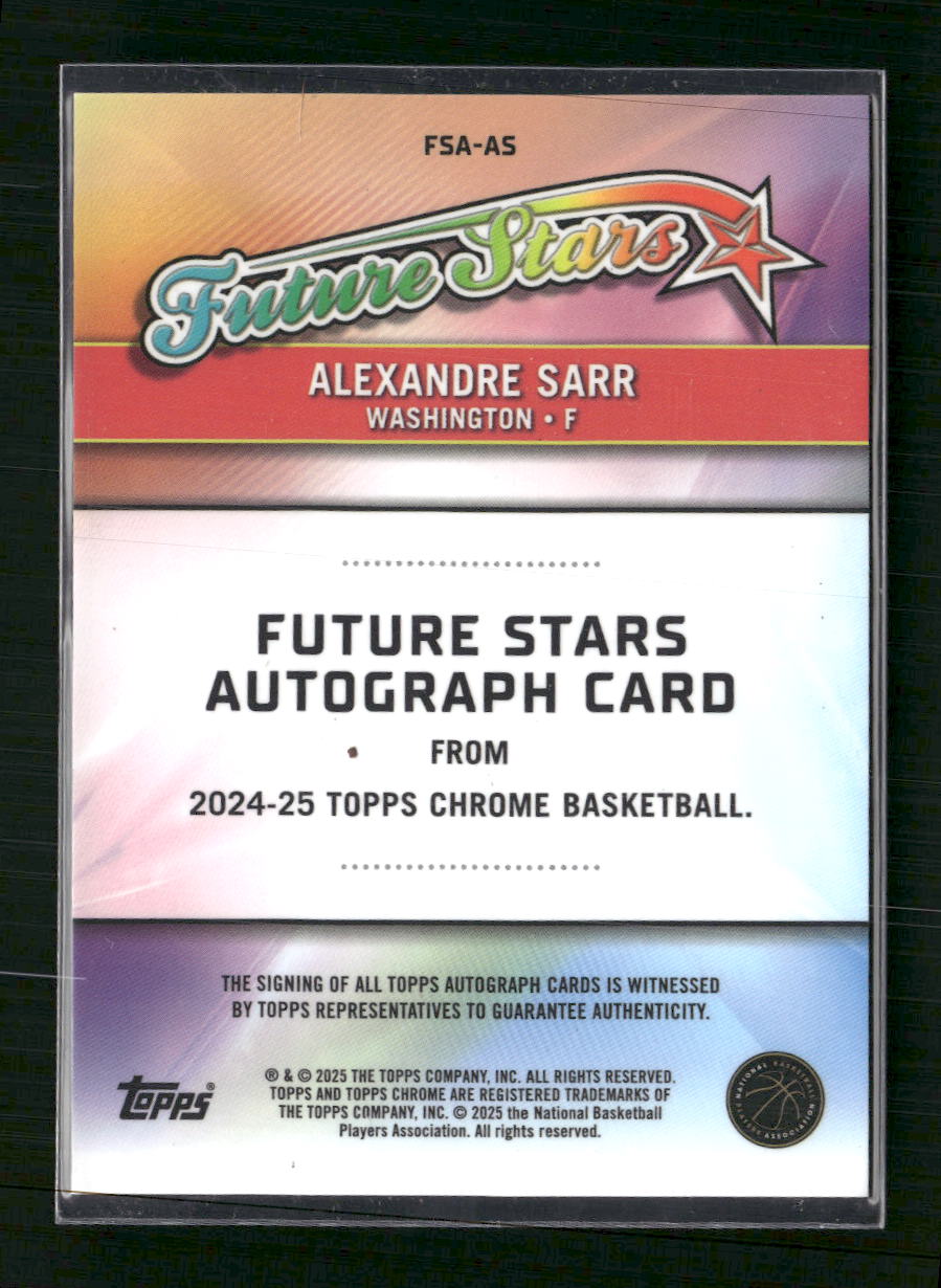 Alexandre Sarr 2024-25 Topps Chrome #FSA-AS Future Stars Autographs