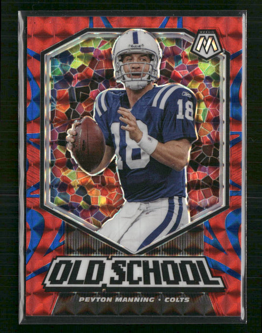 Peyton Manning 2020 Panini Mosaic #OS1 Old School Prizm Reactive Blue #/99