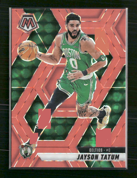 Jayson Tatum 2024-25 Panini Mosaic #188 Fluorescent Orange Mosaic #/75