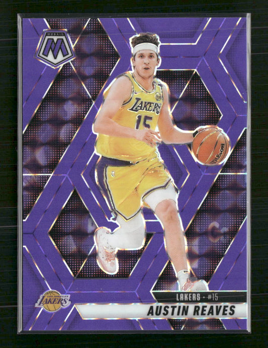 Austin Reaves 2024-25 Panini Mosaic #120 Purple Fluorescent Mosaic #/249