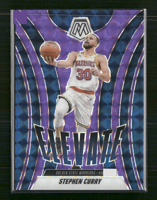 Stephen Curry 2024-25 Panini Mosaic #24 Elevate Mosaic Purple Fluorescent #/175