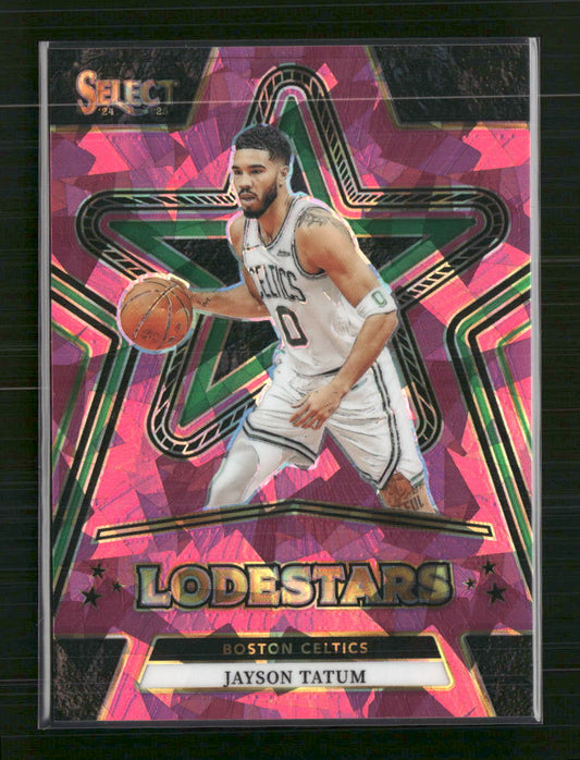 Jayson Tatum 2024-25 Panini Select #13 Lodestars Pink Cracked Ice Prizms #/99