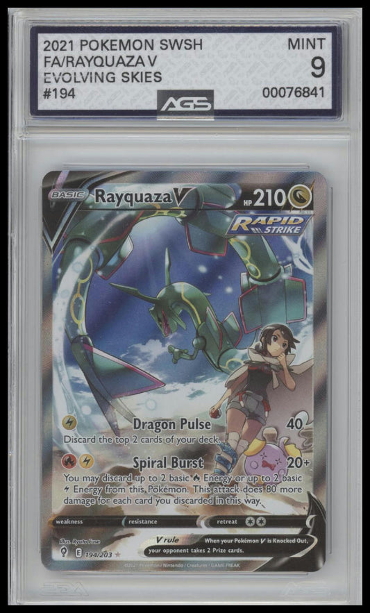 Rayquaza V (Alternate Full Art) SWSH07: Evolving Skies #194/203 Graded AGS 9
