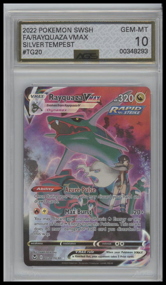 Rayquaza VMAX SWSH12: Silver Tempest Trainer Gallery #TG20/TG30 Graded AGS 10