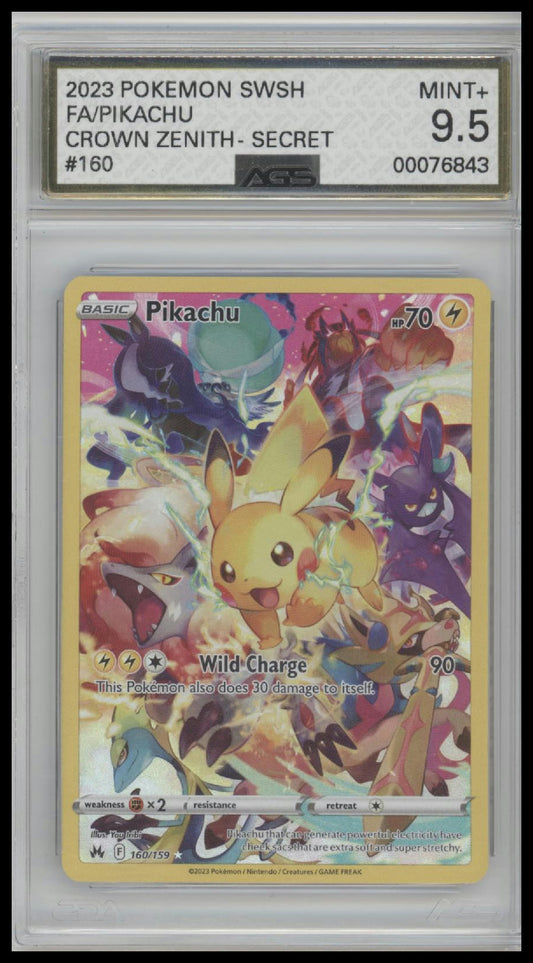 Pikachu (Secret) Crown Zenith #160/159 AGS 9.5