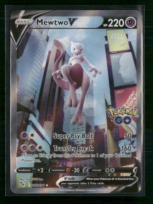 Mewtwo V (Alternate Full Art) Pokemon GO #072/078