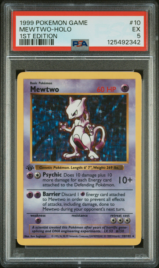 Mewtwo-Holo 1999 Pokemon Game #10 1st Edition PSA 5